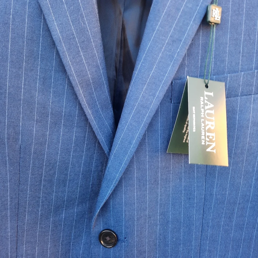 LAUREN RALPH LAUREN BOYS 18R BLAYTON LIGHT BLUE w/Pin Stripe BLAZER NWT
